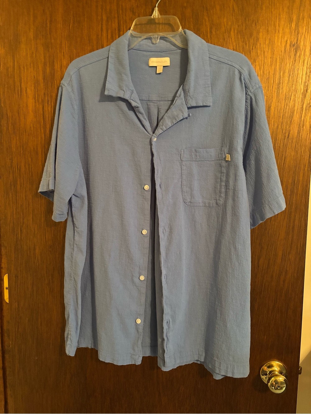 Men's Light Blue Casual Short Sleeve Button-Down Shirt